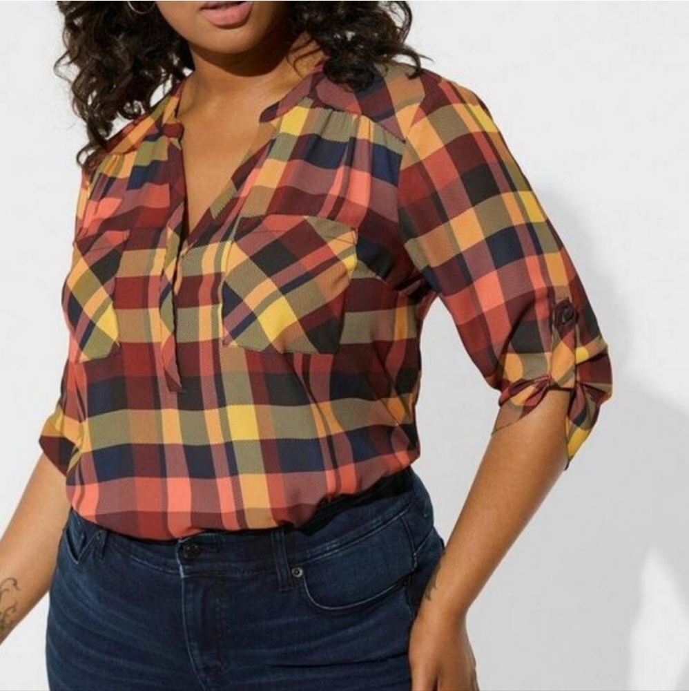 Torrid Harper Georgette Plaid top